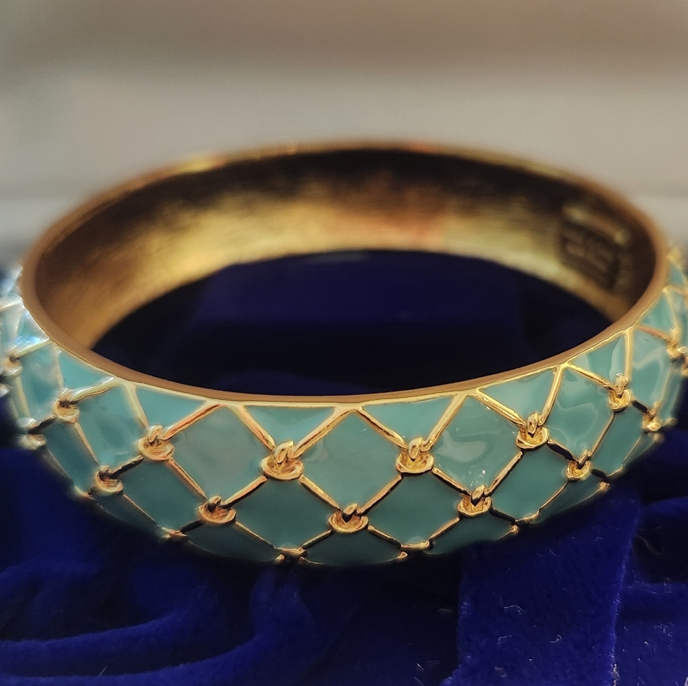 Kate Spade Aqua and Gold Lattice Bracelet